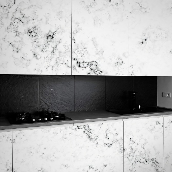 White Marble 2 Washable vinyl, eco-friendly inks, water resistant, antibacterial for kitchen furniture. Lokoloko