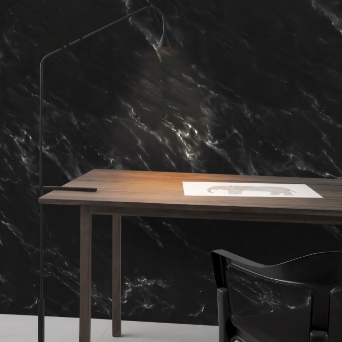 Vinilo decorativo de muebles y paredes de textura impresa de mármol negro