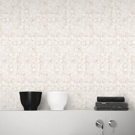 Mosaico mármol beige pequeño - vinilo lavable autoadhesivo paredes, muebles de baño y aseos