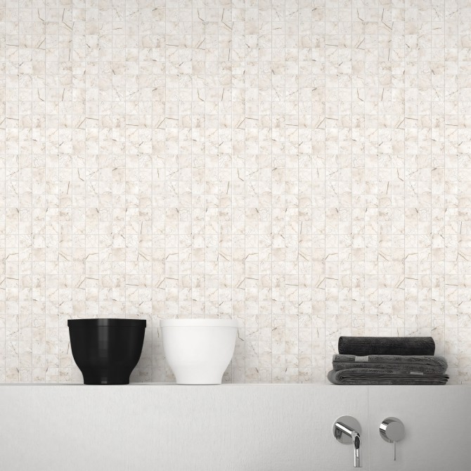 Mosaico mármol beige pequeño - vinilo lavable autoadhesivo paredes, muebles de baño y aseos