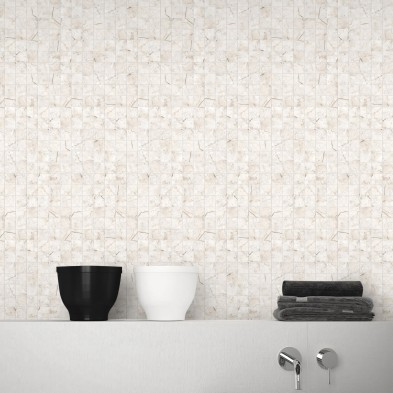 Mosaico mármol beige pequeño - vinilo lavable autoadhesivo paredes, muebles de baño y aseos