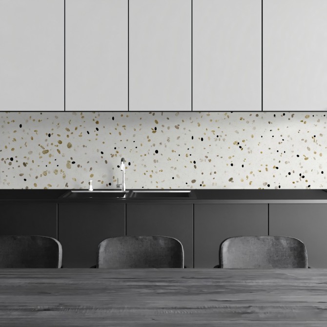 Terrazo Africano. Vinilo lavable autoadhesivo opaco para muebles, paredes, suelos frente copete cocina. Lokoloko