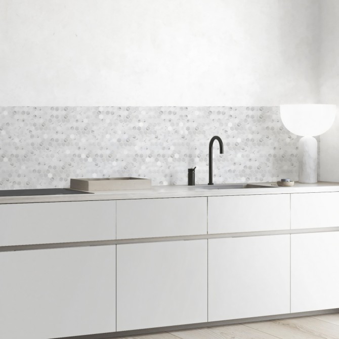 Mosaico hexagonal mármol gris - vinilo lavable autoadhesivo para muebles, paredes y suelos frentes y copetes cocina