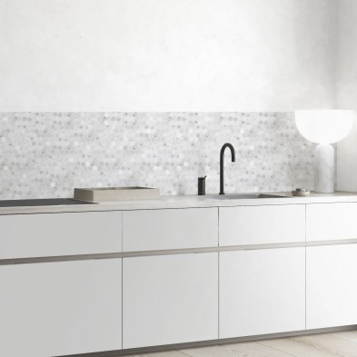 Grey marble hexagonal mosaic - Washable vinyl self-adhesive for furniture, walls and floor kitchen