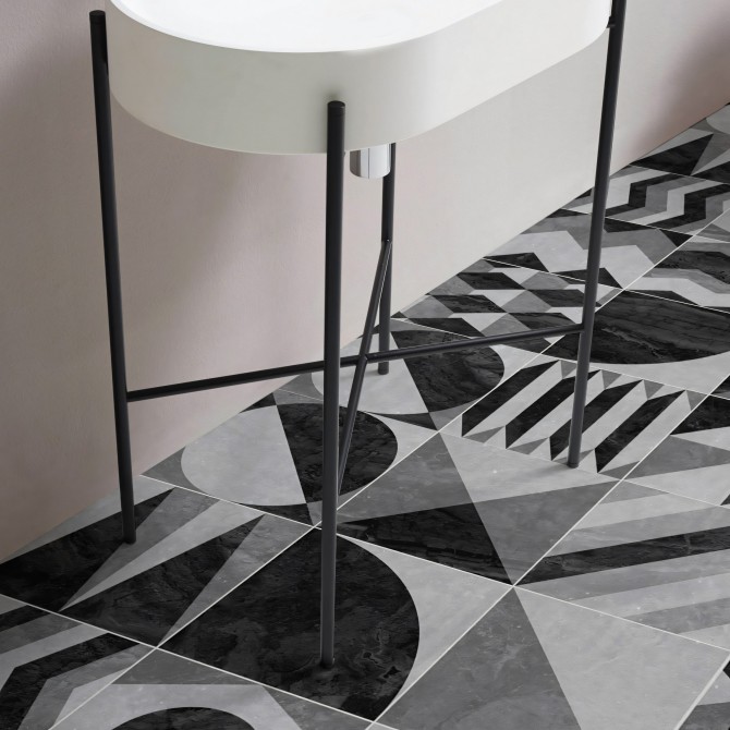 geometría vintage oscura - vinilo para suelos autoadhesivo lavable opaco para baños, cocinas