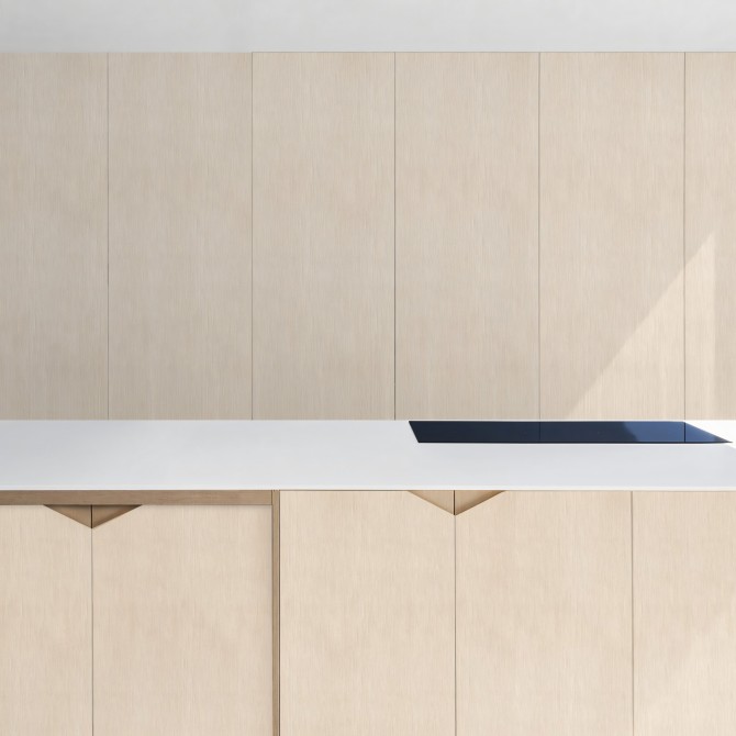 Maple wood vinyl for wrapping furniture and kitchen walls, beige, water resistant, fireproof, opaque. Lokoloko