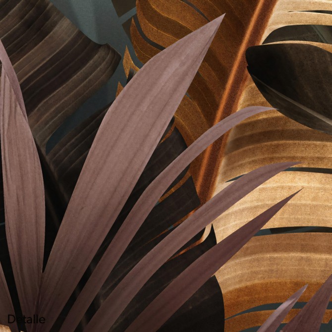 The Eden - self-adhesive free pvc ecological - leaves of palm tree and banana. Greens, oranges and browns. Lokoloko