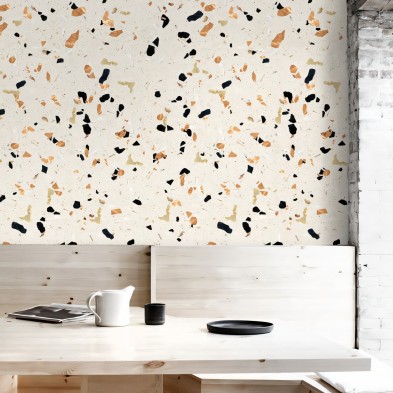 Terrazo Cálido Contrastado - Papel de pared autoadhesivo ecológico sin PVC. DIY en recibidores, salones, dormitorios