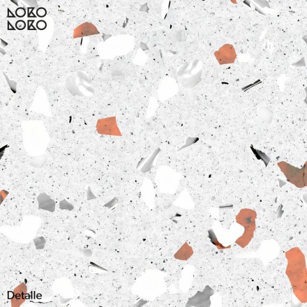 Grey and Orange terrazzo - Self-Adhesive eco-friendly PVC-free wallpaper . DIY Walls halls, salon, living, bedroom