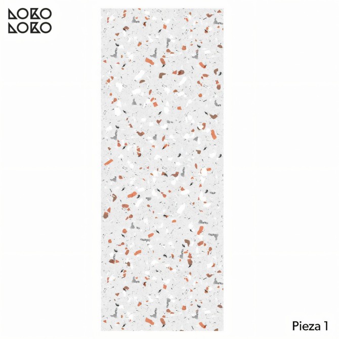 Grey and Orange terrazzo - Self-Adhesive eco-friendly PVC-free wallpaper . DIY Walls halls, salon, living, bedroom