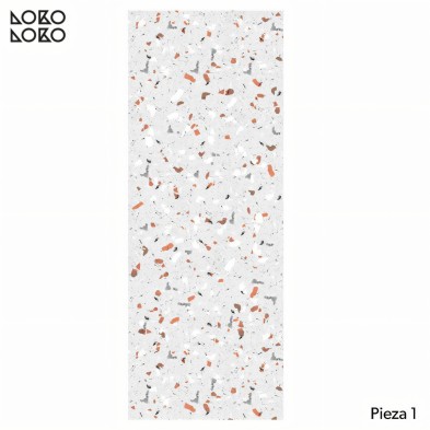 Grey and Orange terrazzo - Self-Adhesive eco-friendly PVC-free wallpaper . DIY Walls halls, salon, living, bedroom