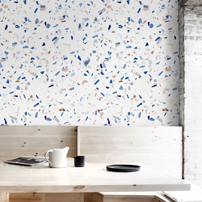 Terrazo Frío - Papel de pared autoadhesivo ecológico sin PVC. DIY en recibidores, salones, dormitorios