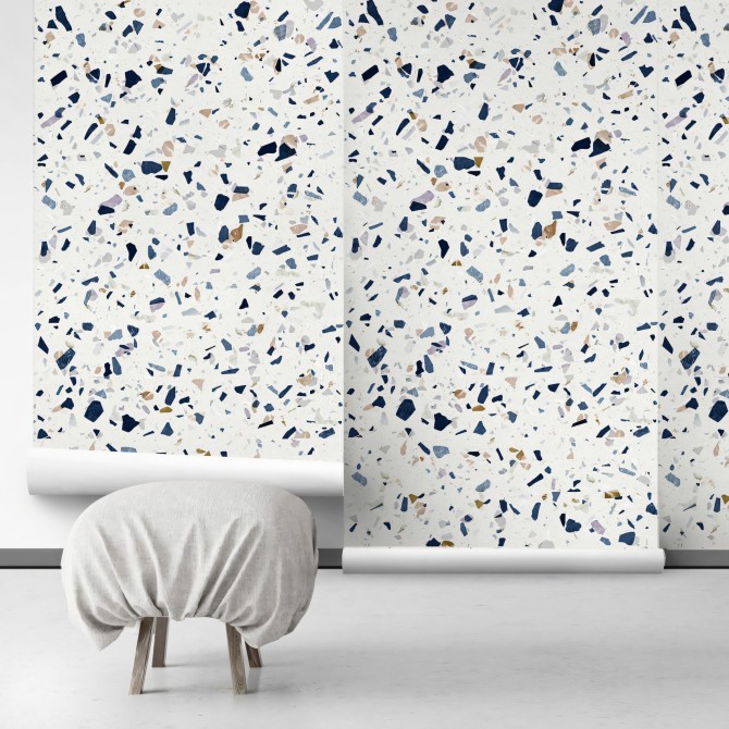 Dark Terrazzo - Self-Adhesive eco-friendly PVC-free wallpaper . DIY Walls halls, salon, living, bedroom