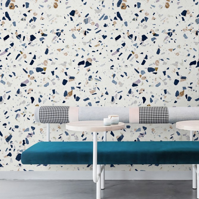 Dark Terrazzo - Self-Adhesive eco-friendly PVC-free wallpaper . DIY Walls halls, salon, living, bedroom