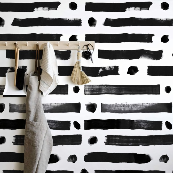 Brush lineal dots. Papel pintado ecológico autoadhesivo texturizado para paredes lisas en recibidores o entradas de casa.