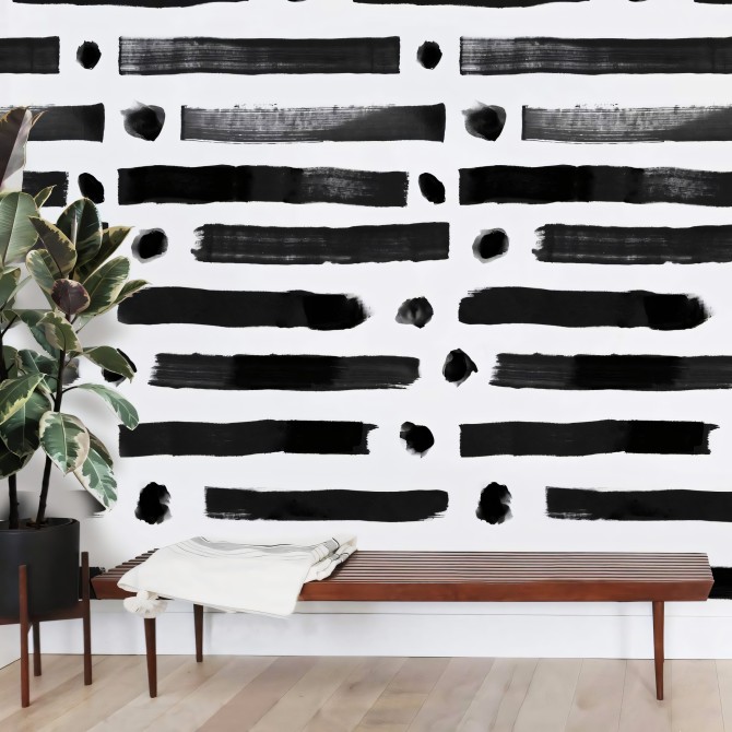 Brush lineal dots. Papel pintado ecológico autoadhesivo texturizado para paredes lisas en recibidores o entradas de casa.