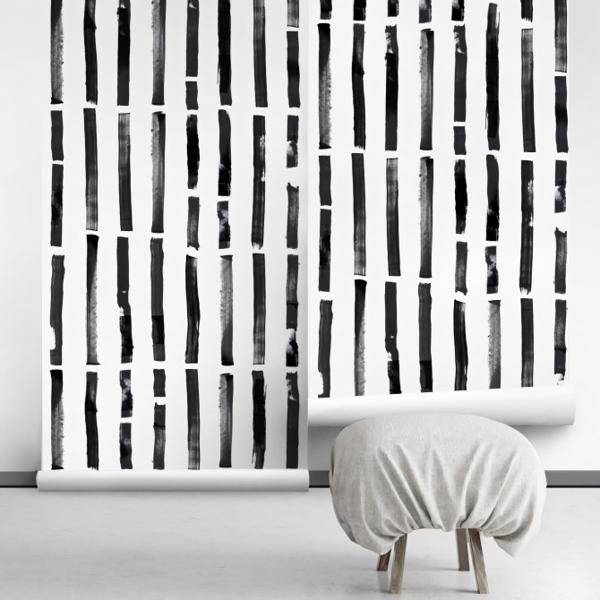 Brush vertical. Papel pintado ecológico autoadhesivo texturizado para paredes lisas en recibidores o entradas de casa. Lokoloko