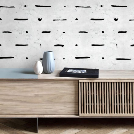 Mudcloth Paint Concrete. Papel pintado ecológico autoadhesivo texturizado para paredes de salon y comedor. Lokoloko