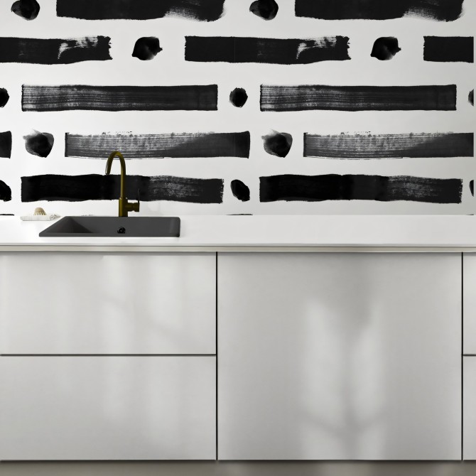 Brush Lineal Dots. Vinilo lavable texturizado, tintas ecologicas, resistente al agua, para forrar muebles y paredes.