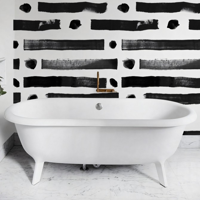Brush Lineal Dots. Vinilo lavable texturizado, resistente al agua, antibacterias para paredes de bañeras. Lokoloko