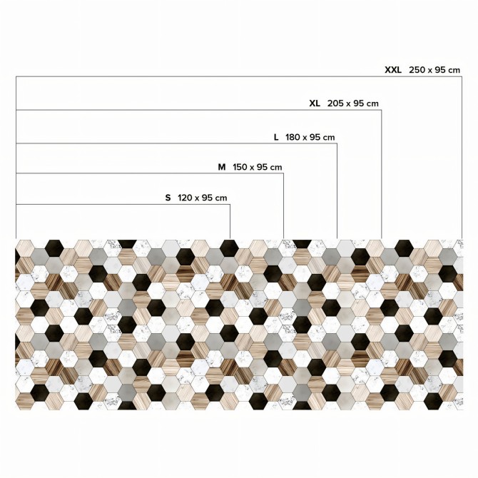 Azulejos Hexagonales cerámica, mármol y madera (mini) Medidas. Vinilo lavable texturizado, para muebles y paredes. Lokoloko