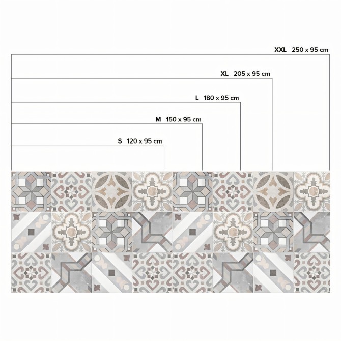 Mosaico de baldosas hidráulicas 5. Vinilo, tintas ecologicas, resistente al agua, antibacterias para forrar muebles y paredes.