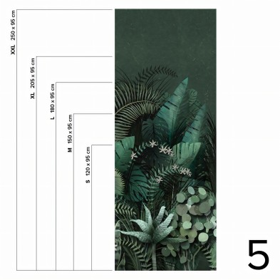 Dark Tropical Mural - Piece 5 - leaves of banana trees, palms, monsteras. Washable vinyl self-adhesive wall furniture