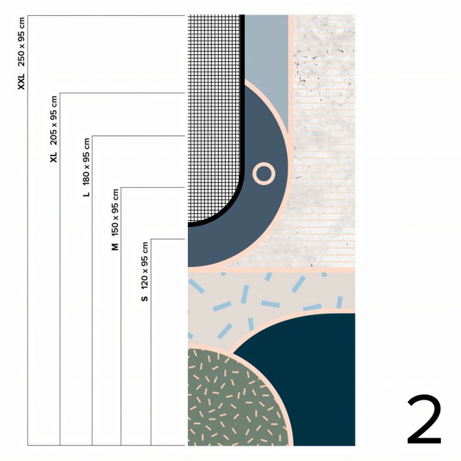 Memphis Boreal - Pieza 2 - Mural de vinilo autoadhesivo lavable opaco para decoraciones de paredes. Lokoloko