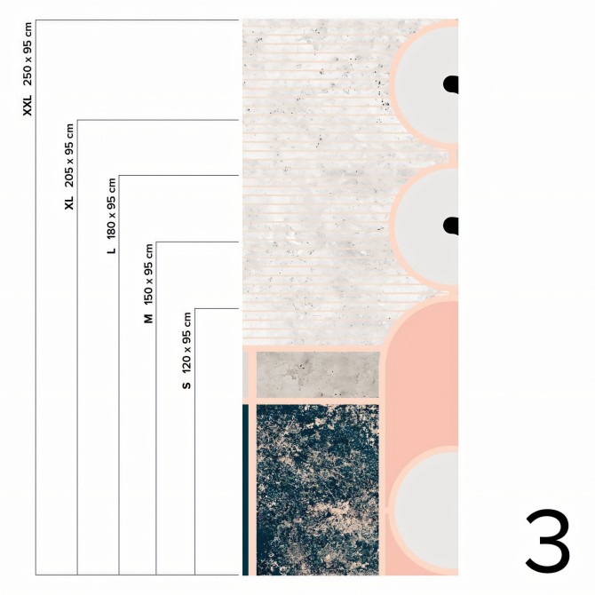 Memphis Boreal - Pieza 3 - Mural de vinilo autoadhesivo lavable opaco para decoraciones de paredes. Lokoloko