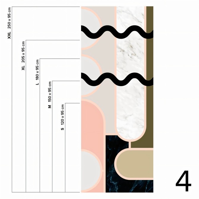 Memphis Boreal - Pieza 4 - Mural de vinilo autoadhesivo lavable opaco para decoraciones de paredes. Lokoloko