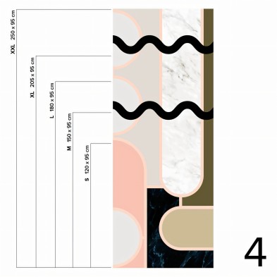 Memphis Boreal - Pieza 4 - Mural de vinilo autoadhesivo lavable opaco para decoraciones de paredes. Lokoloko