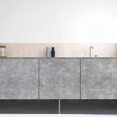 Cemento industrial oscuro- vinilo lavable autoadhesivo opaco para muebles de cocina, paredes, frentes, copetes wabi-sabi japandi