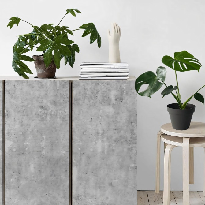 Cemento industrial oscuro - vinilo lavable autoadhesivo opaco para muebles salon comodas aparadores lokoloko