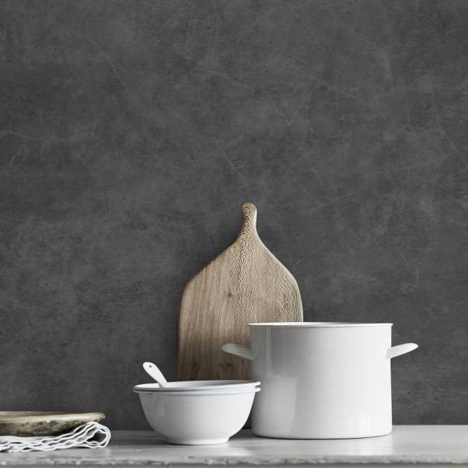 Grafito Grey Concrete. Washable self-adhesive opaque vinyl for kitchen walls, backsplash. Lokoloko