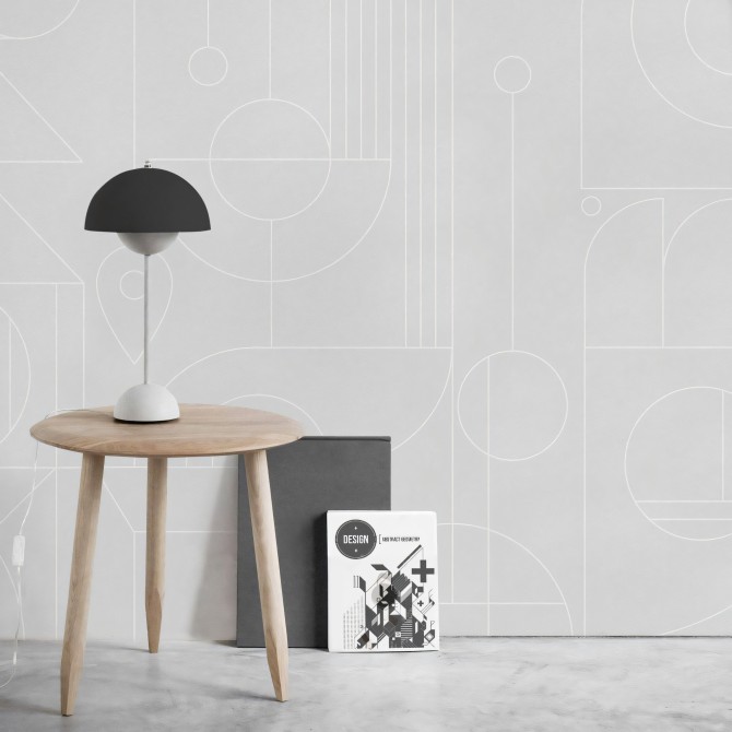 Line 1 - Papel pintado pared ecológico autoadhesivo para superficies lisas recibidores salón - Geometría gris - Lokoloko