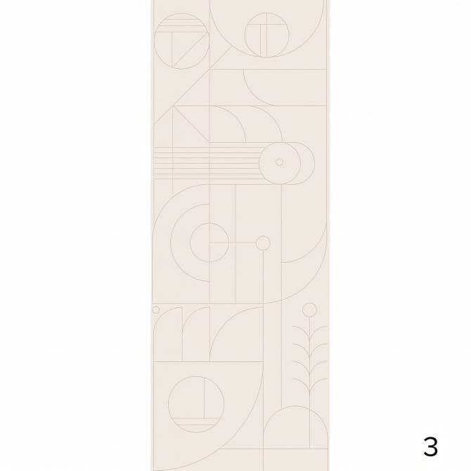 Line 2 - Papel pintado pared ecológico autoadhesivo para superficies lisas - Pieza 3 - Geometría crema - Lokoloko