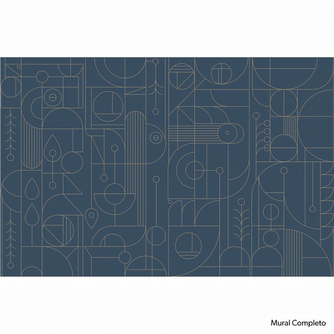 Line 3 - Full mural - Self adhesive wallpaper. Art deco Bauhaus geometric design. Lokoloko