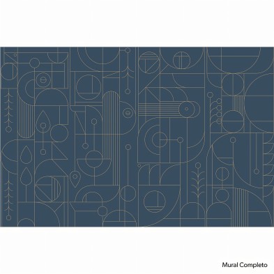 Line 3 - Full mural - Self adhesive wallpaper. Art deco Bauhaus geometric design. Lokoloko