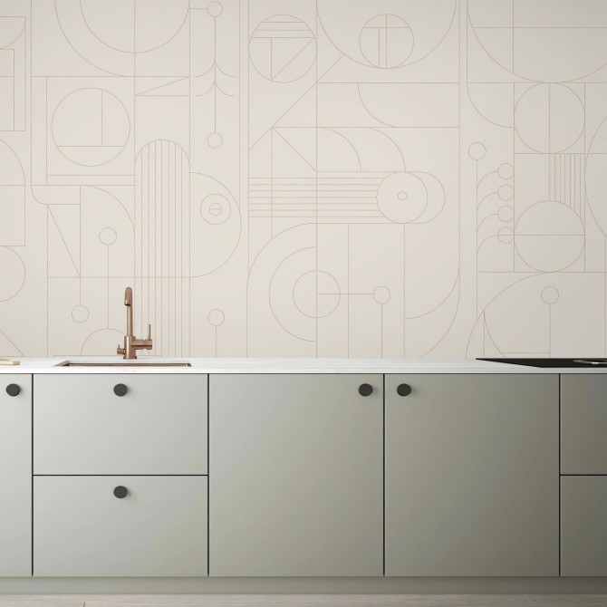 Line 2 - washable self-adhesive vynil mural for tiles walls, backslash kitchen furniture