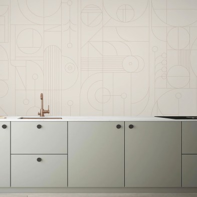 Line 2 - washable self-adhesive vynil mural for tiles walls, backslash kitchen furniture