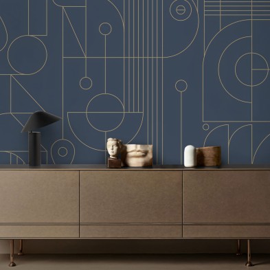 Line 3 - Papel pintado pared ecológico autoadhesivo para paredes salón pasillo recibidor - Geometría Bauhaus líneas - Lokoloko