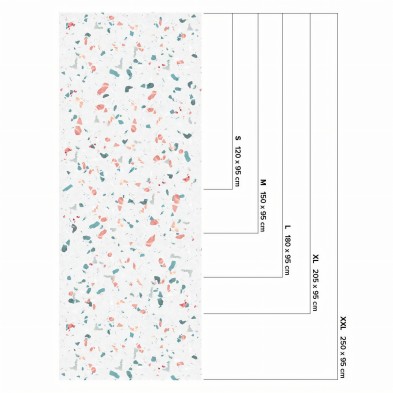 Mediterranean Terrazzo. Washable self-adhesive eco inks for furniture, walls and floors bathroom kitchen, measurements. Lokoloko