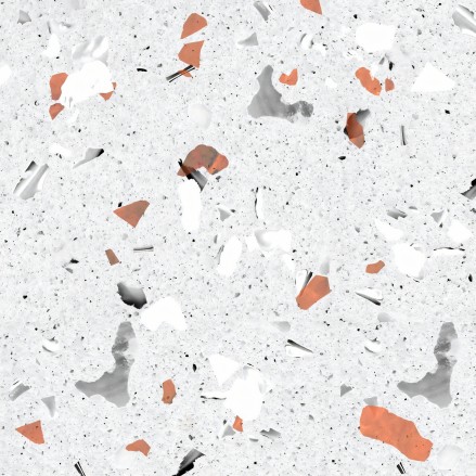 Terrazo naranja y grises. Vinilo lavable autoadhesivo para paredes de cocinas, azulejos, frentes y copetes. Lokoloko