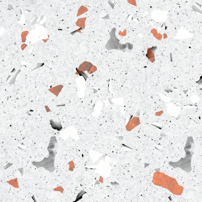 Terrazzo orange and gray. Washable self-adhesive eco inks for furniture, walls and floors bathroom kitchen, detail. Lokoloko