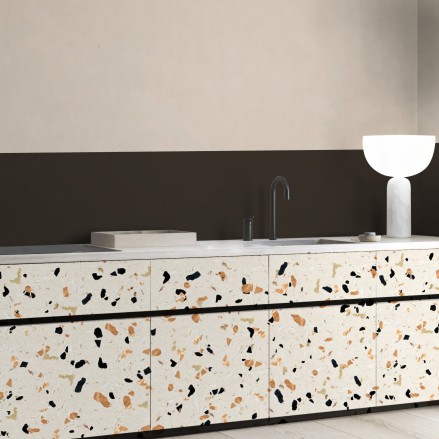 Warm terrazzo - Contrast warm terrazzo - washable laminated opaque self-adhesive vinyl for furniture walls and floors