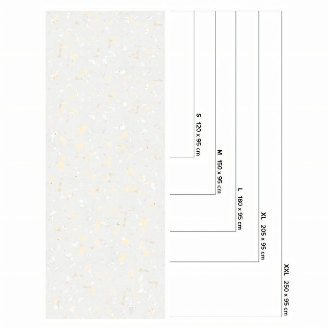 Terrazo Amarillo Claro. Vinilo lavable autoadhesivo para muebles y paredes. Medidas. Lokoloko