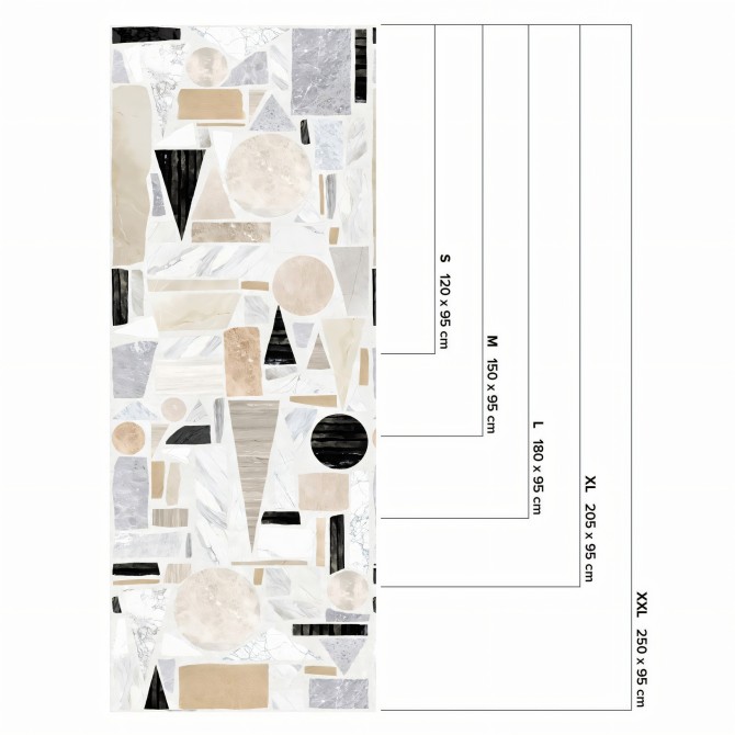Big Terrazzo. Washable self-adhesive eco inks for furniture, walls and floors bathroom kitchen, measurements. Lokoloko