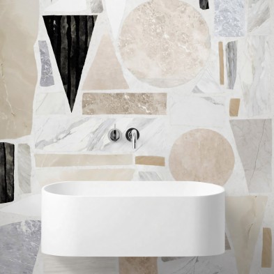 Big Terrazzo. Washable self-adhesive eco inks Vinyl for tiles walls, shower and bath for bathroom. Lokoloko
