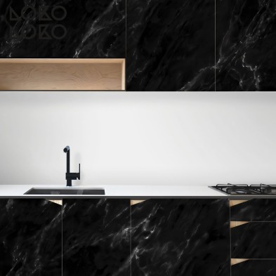  Black Marble - Washable Opaque Self Adhesive Vinyl Laminate for Kitchens Toilets Walls Floors Furniture
