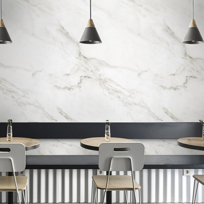Mármol blanco Carrara - vinilo autoadhesivo lavable opaco para muebles paredes suelos cafeterías cocinas baños aseos